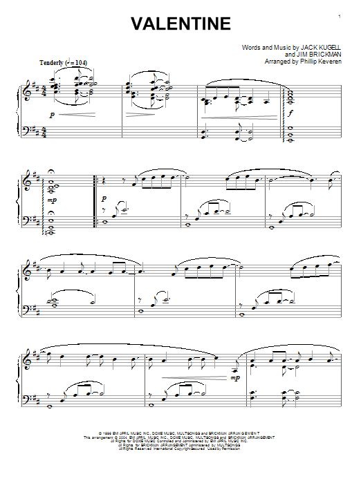 Valentine (arr. Phillip Keveren) (Piano Solo) von Jim Brickman with Martina McBride