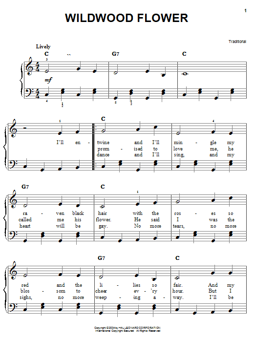 Wildwood Flower (Easy Piano) von Traditional