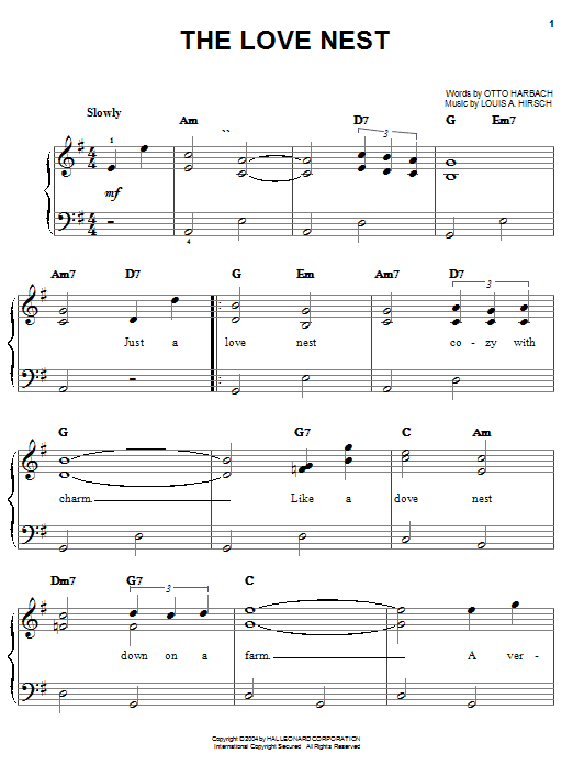 The Love Nest (Easy Piano) von Nat King Cole