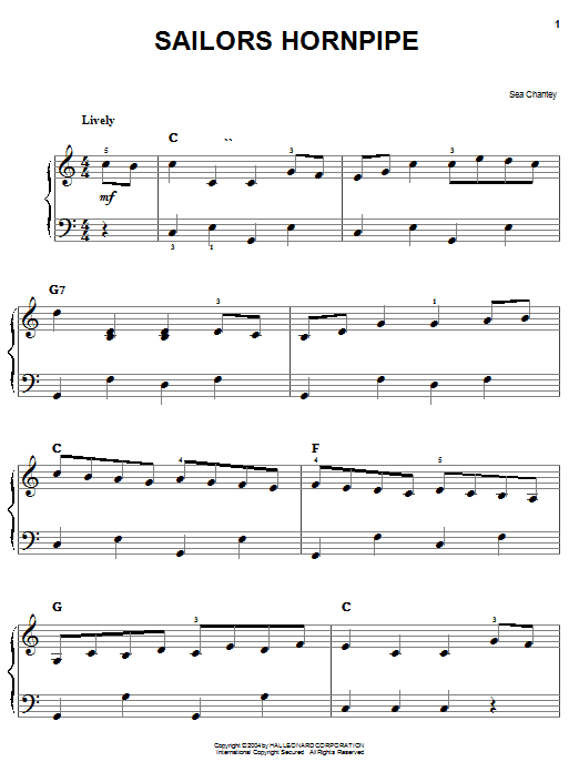 The Sailor's Hornpipe (Easy Piano) von Traditional