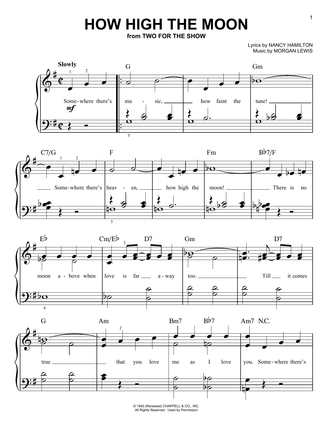 How High The Moon (Very Easy Piano) von Duke Ellington