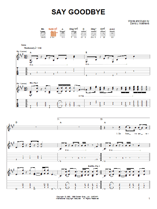 Say Goodbye (Guitar Tab) von Dave Matthews & Tim Reynolds