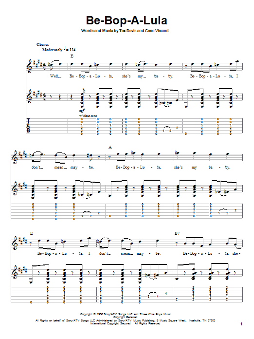 Be-Bop-A-Lula (Guitar Tab (Single Guitar)) von Gene Vincent