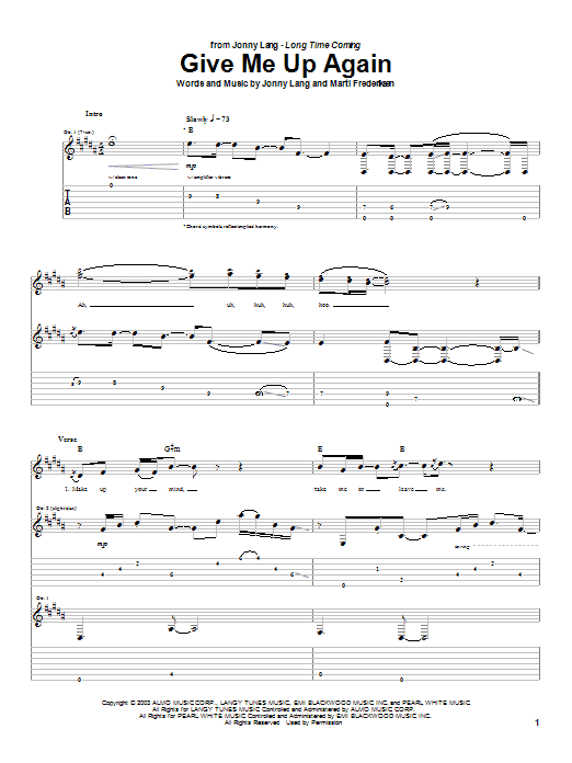 Give Me Up Again (Guitar Tab) von Jonny Lang