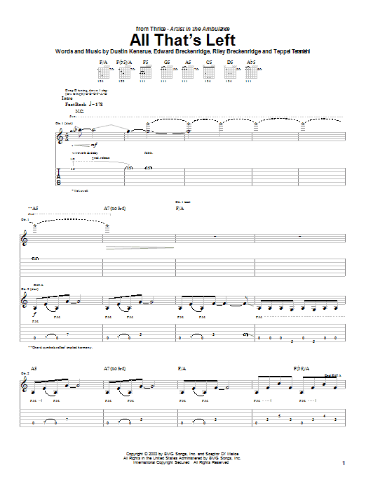 All That's Left (Guitar Tab) von Thrice