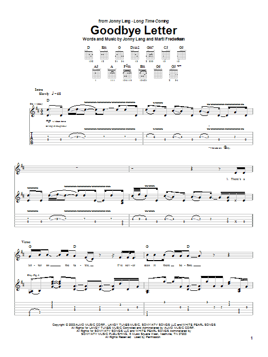 Goodbye Letter (Guitar Tab) von Jonny Lang