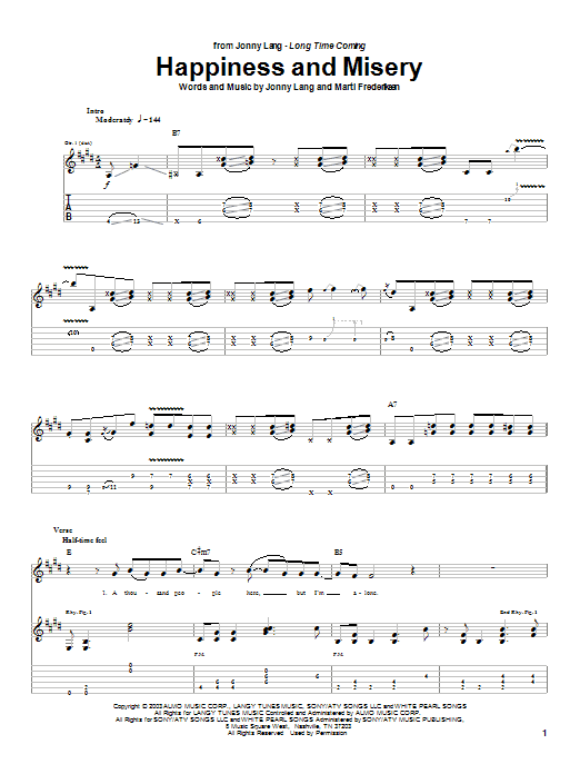 Happiness And Misery (Guitar Tab) von Jonny Lang