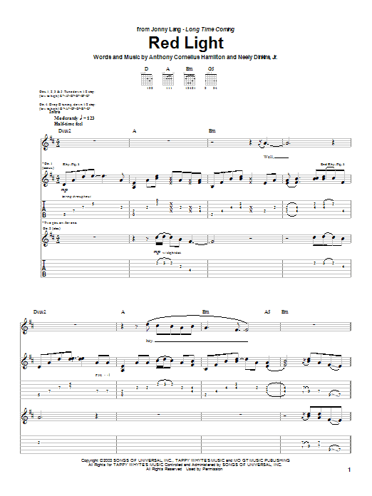 Red Light (Guitar Tab) von Jonny Lang