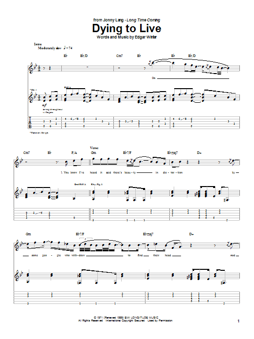 Dying To Live (Guitar Tab) von Jonny Lang