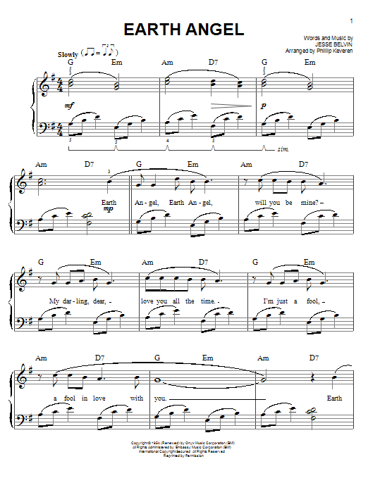 Earth Angel (arr. Phillip Keveren) (Easy Piano) von The Crew-Cuts