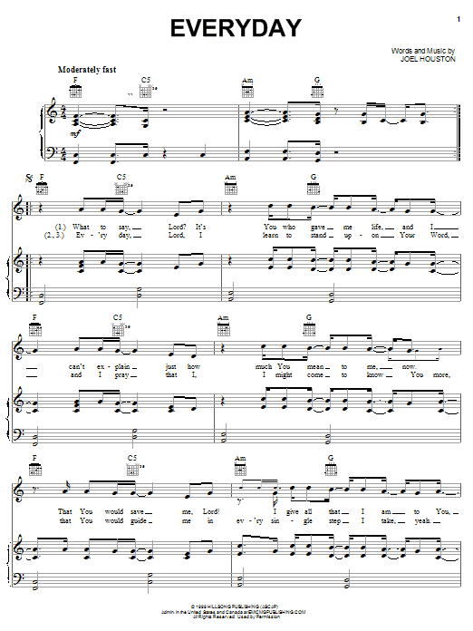 Everyday (Piano, Vocal & Guitar Chords (Right-Hand Melody)) von Hillsong United