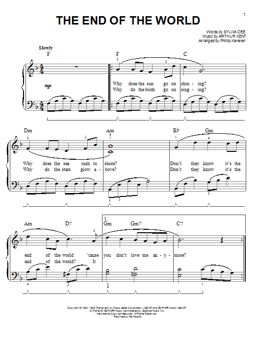 The End Of The World (arr. Phillip Keveren) (Easy Piano) von Carpenters