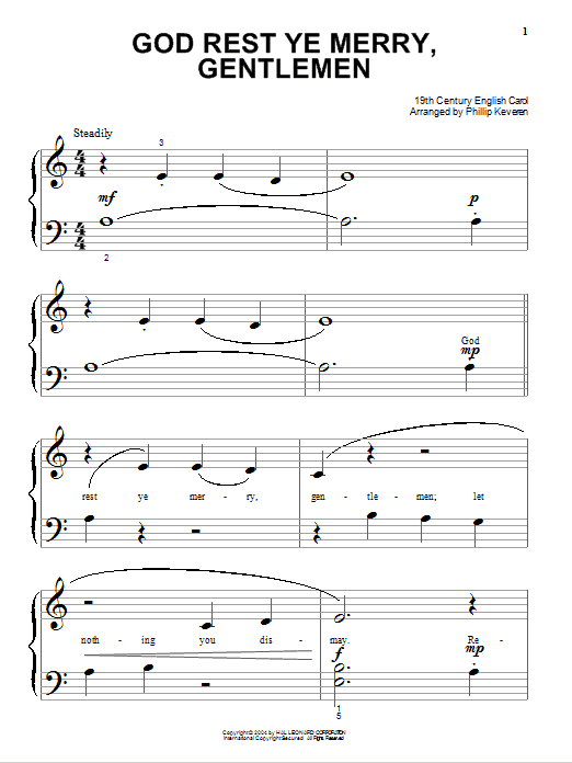 God Rest Ye Merry, Gentlemen (arr. Phillip Keveren) (Big Note Piano) von 19th Century English Carol