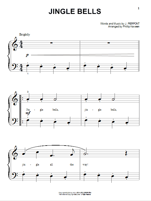 Jingle Bells (arr. Phillip Keveren) (Big Note Piano) von J. Pierpont