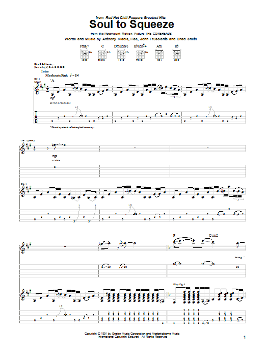 Soul To Squeeze (Guitar Tab) von Red Hot Chili Peppers
