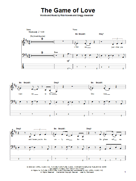The Game Of Love (Bass Guitar Tab) von Santana