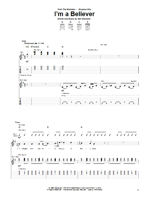 I'm A Believer (Guitar Tab) von The Monkees