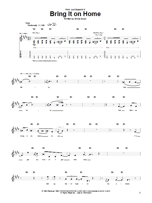 Bring It On Home (Guitar Tab) von Willie Dixon