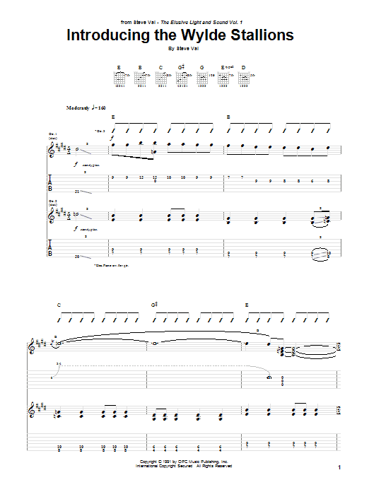 Introducing The Wylde Stallions (Guitar Tab) von Steve Vai