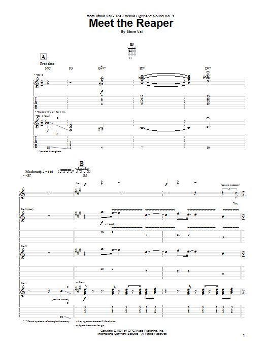 Meet The Reaper (Guitar Tab) von Steve Vai