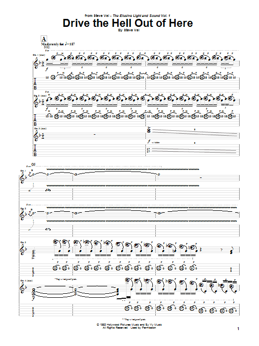 Drive The Hell Out Of Here (Guitar Tab) von Steve Vai
