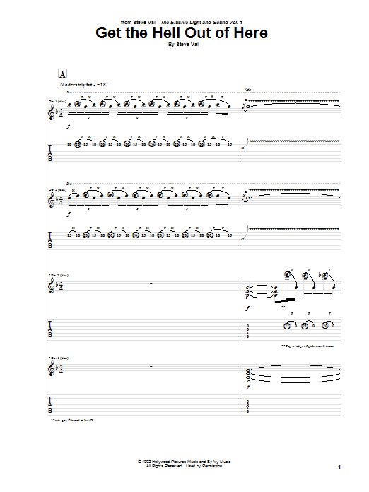 Get The Hell Out Of Here (Guitar Tab) von Steve Vai