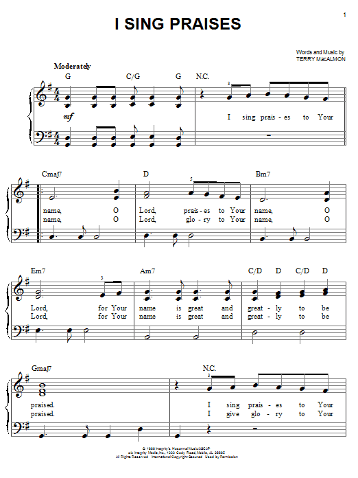 I Sing Praises (Easy Piano) von Terry MacAlmon