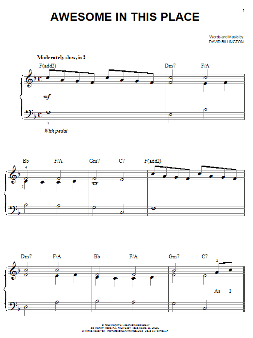 Awesome In This Place (Easy Piano) von David Billington