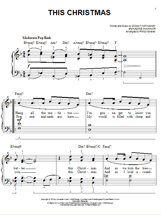 This Christmas (arr. Phillip Keveren) (Easy Piano) von Donny Hathaway