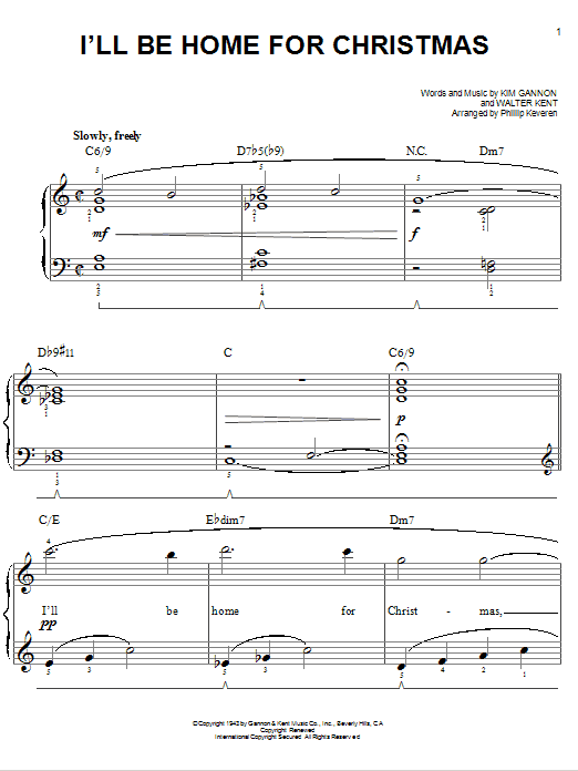 I'll Be Home For Christmas (arr. Phillip Keveren) (Easy Piano) von Bing Crosby