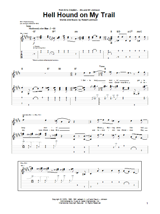 Hell Hound On My Trail (Guitar Tab) von Eric Clapton