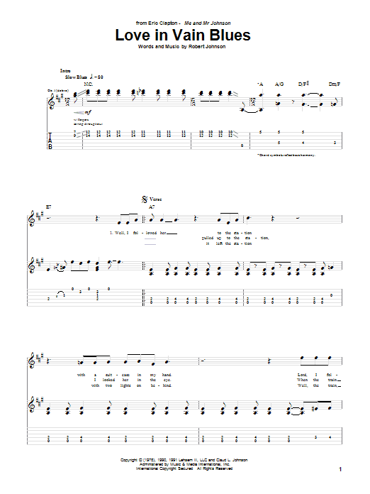 Love In Vain Blues (Guitar Tab) von Eric Clapton