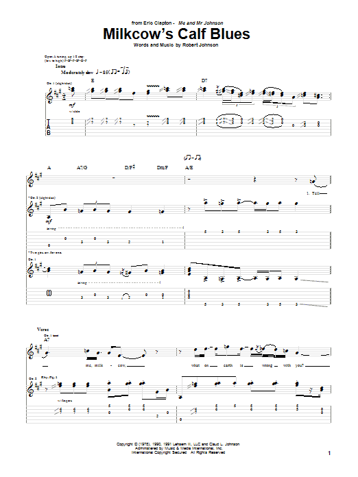 Milkcow's Calf Blues (Guitar Tab) von Eric Clapton