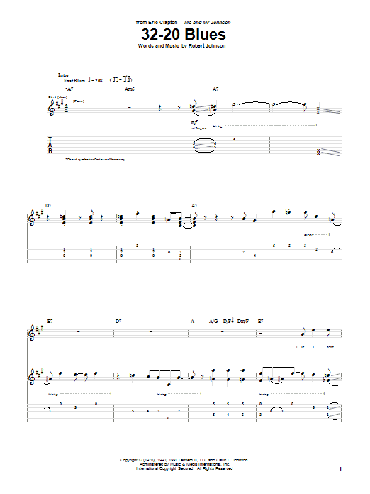 32-20 Blues (Guitar Tab) von Eric Clapton