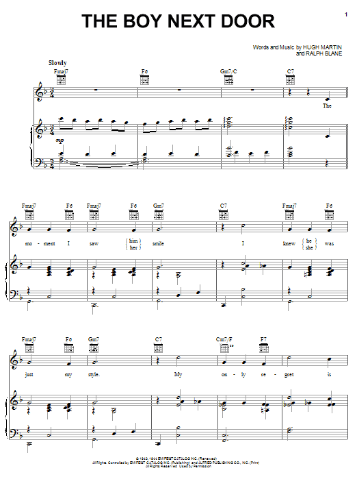 The Boy Next Door (Piano, Vocal & Guitar Chords (Right-Hand Melody)) von Judy Garland