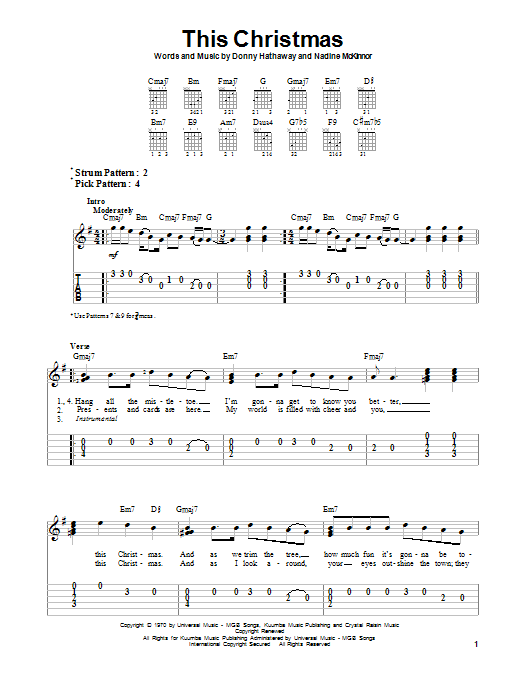 This Christmas (Easy Guitar Tab) von Donny Hathaway