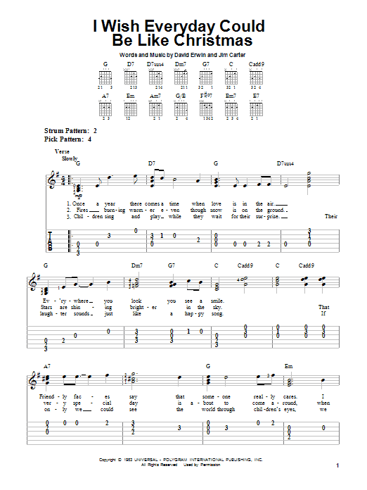 I Wish Everyday Could Be Like Christmas (Easy Guitar Tab) von Brook Benton