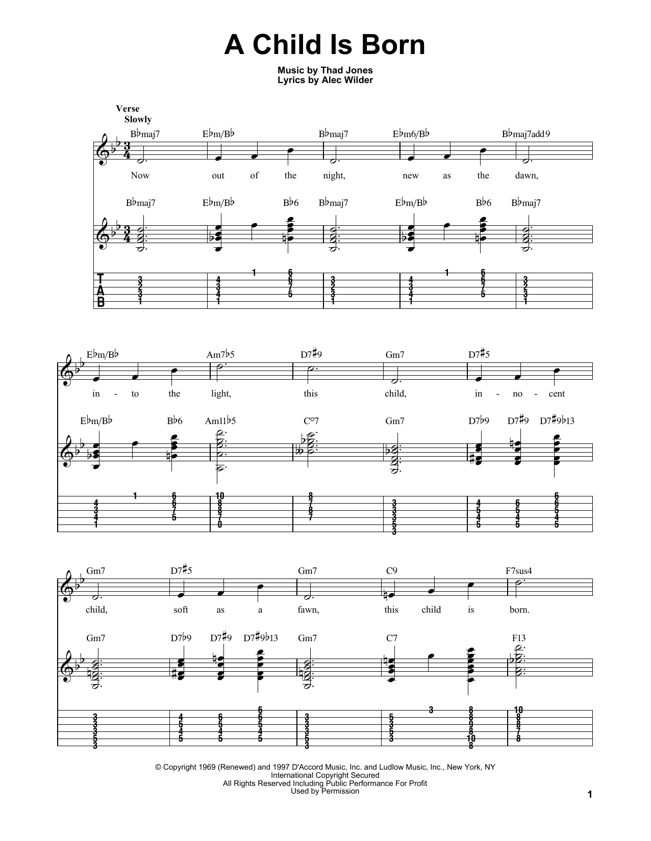 A Child Is Born (Easy Guitar Tab) von Kenny Burrell