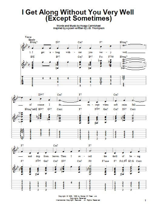 I Get Along Without You Very Well (Except Sometimes) (Easy Guitar Tab) von Hoagy Carmichael