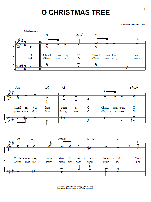 O Christmas Tree (Easy Piano) von Traditional