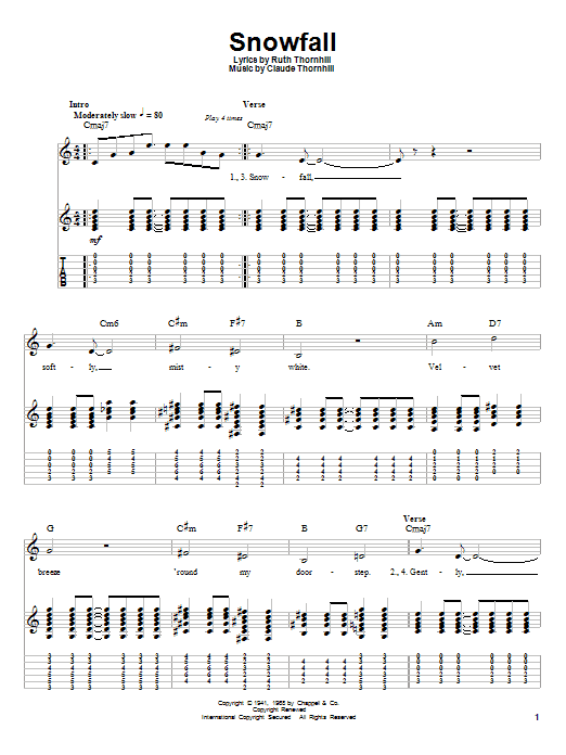 Snowfall (Guitar Tab (Single Guitar)) von Tony Bennett