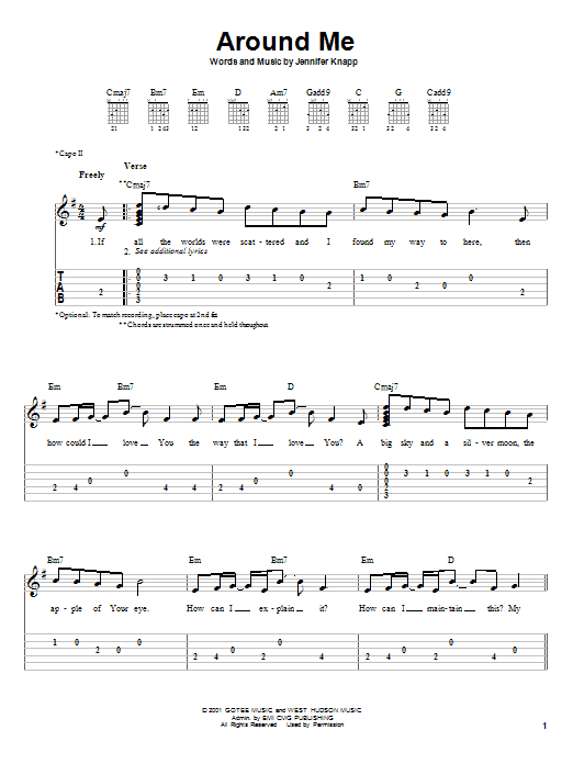 Around Me (Easy Guitar Tab) von Jennifer Knapp