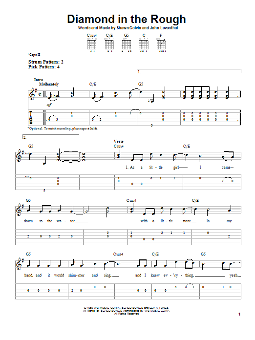 Diamond In The Rough (Easy Guitar Tab) von Jennifer Knapp