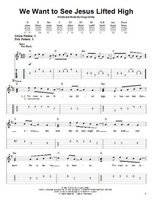 We Want To See Jesus Lifted High (Easy Guitar Tab) von Noel Richards