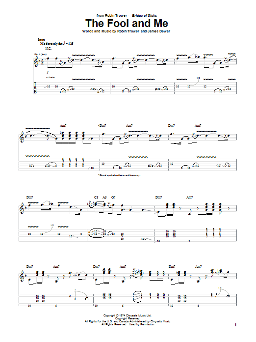 The Fool And Me (Guitar Tab) von Robin Trower