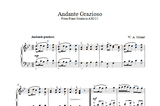 Andante Grazioso (Piano Solo) von Wolfgang Amadeus Mozart