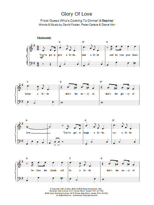 Glory Of Love (Easy Piano) von Peter Cetera