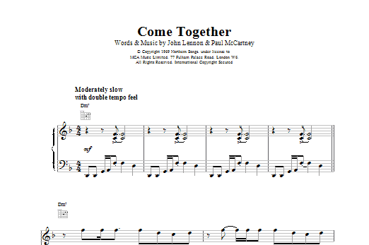 Come Together (Piano, Vocal & Guitar Chords) von The Beatles