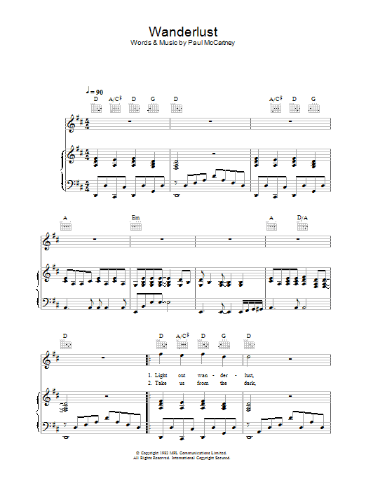 Wanderlust (Piano, Vocal & Guitar Chords) von Paul McCartney