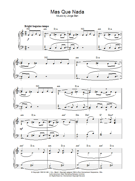Mas Que Nada (Piano Solo) von Jorge Ben